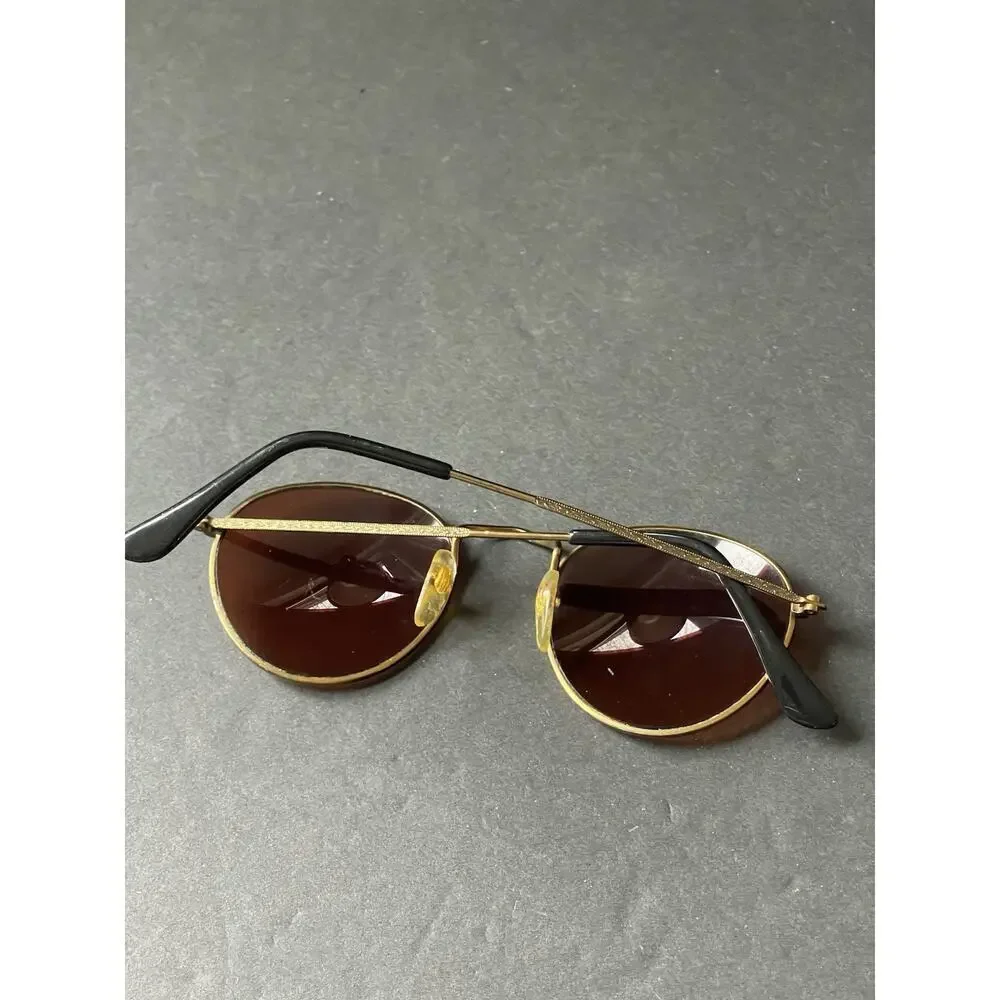 Stratus Aviator Sunglasses Gold Tone Metal Frame Reddish Brown Lenses Sunnies